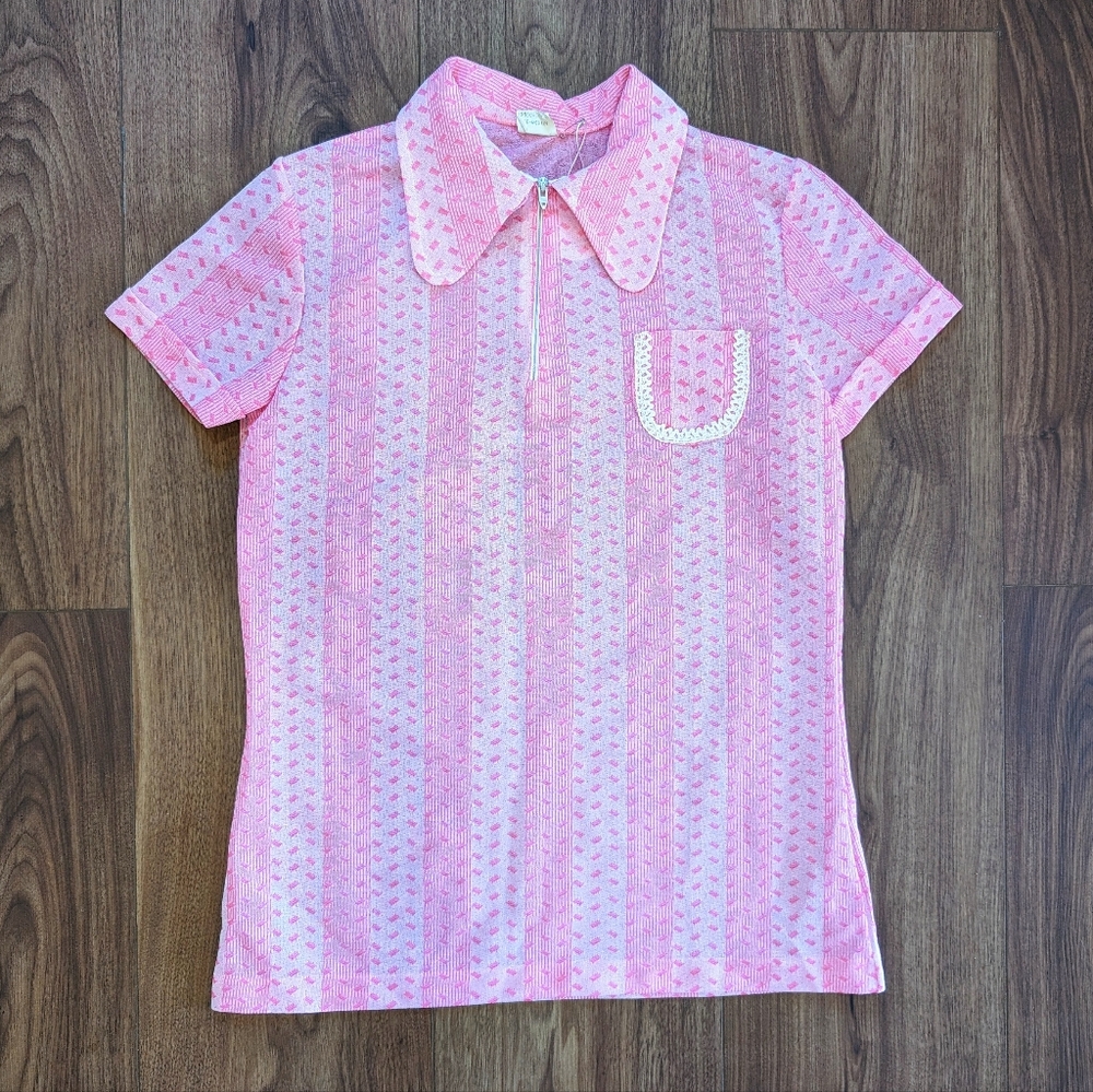 Vintage 70s barbie bubblegum pink pullover top